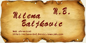 Milena Baljković vizit kartica